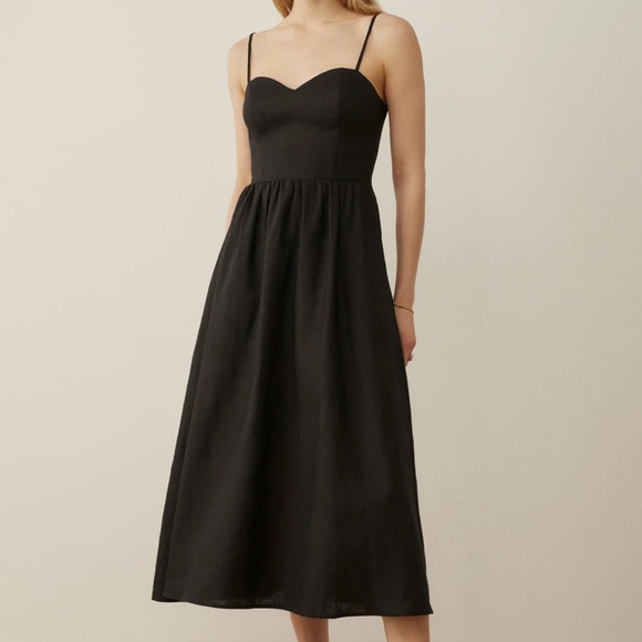 Reformation Zander Linen Midi Dress Sz 10 - Picture 12 of 14